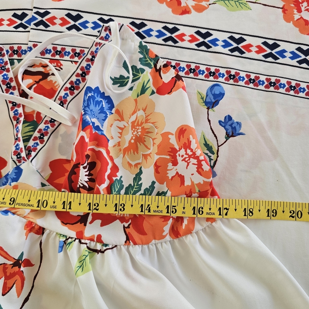 Shein Curve Woman Floral Maxi Dress Boho Summer Beach Backless Strappy Sundress - Picture 11 of 16